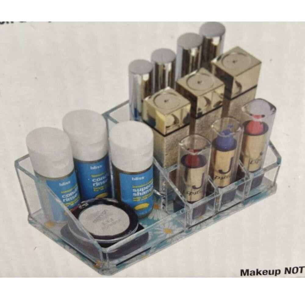 NEW Sorbus Mini Beauty Cosmetic Organizer Case 9 Compartments Acrylic Fabfitfun